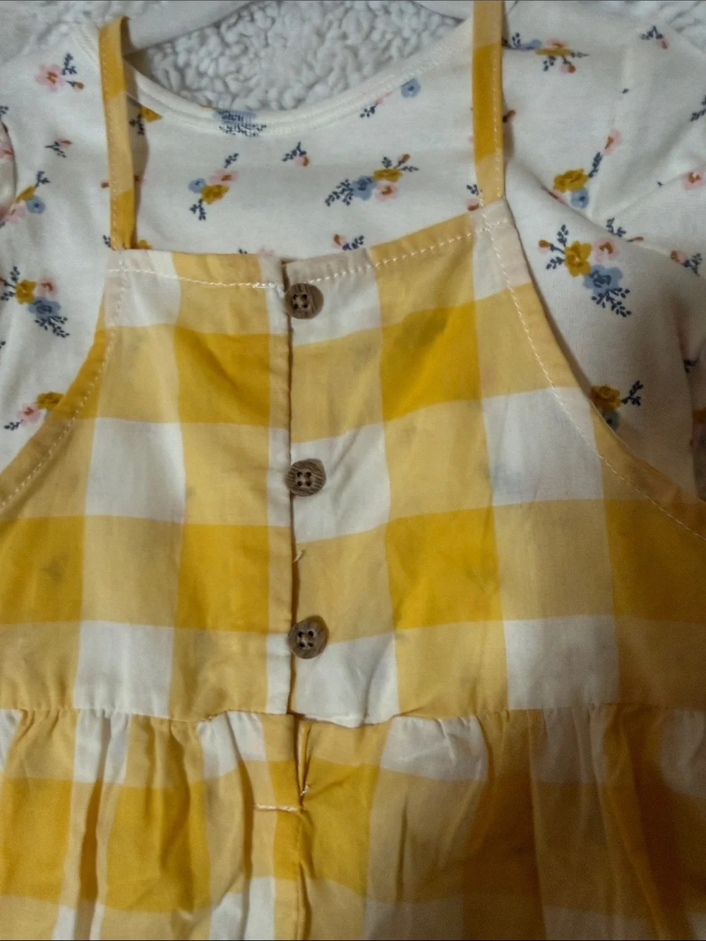 NWT Carter's Yellow and Cream Gingham Romper 24 months